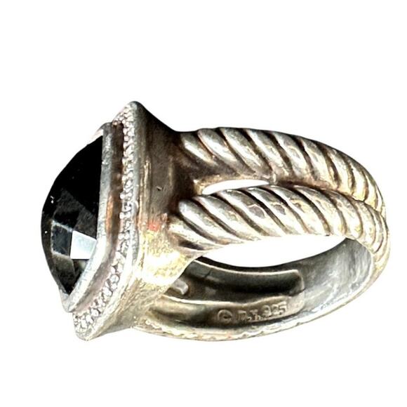 David Yurman Onyx & Diamond Albion Ring - Size 7 - Picture 3 of 14